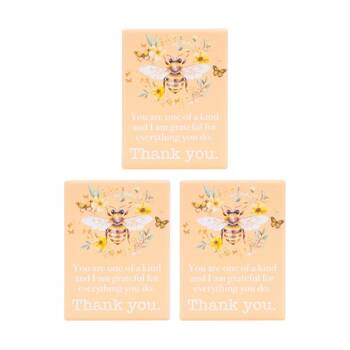 3PK Cottage Grove Thank You Ceramic Magnet Embossed Design Yellow 6x8cm
