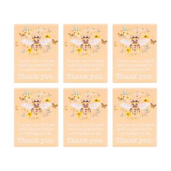 6PK Cottage Grove Thank You Ceramic Magnet Embossed Design Yellow 6x8cm