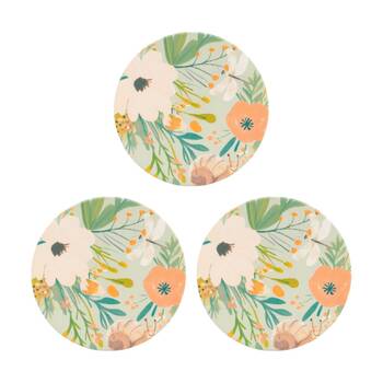 3PK Cottage Grove Floral Ceramic Coaster Embossed Cork Backing 11cm