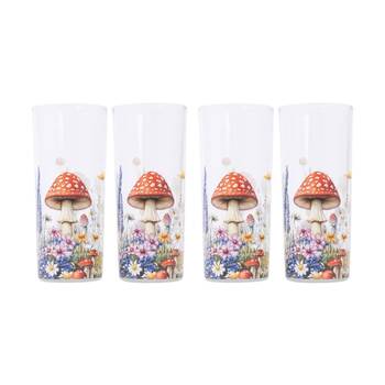 2x 2pc Cottage Grove Hi-Ball Glass Full Colour Decal Multi 15cm