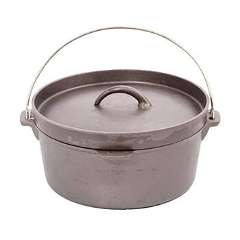 G&S Cast Iron Pre-Seasoned Durable Camp Oven With Lipped Lid 10cm/4.5qt