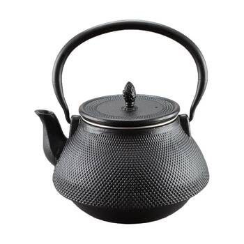 G&S Cast Iron Enamelled Durable Heat Retention Kitchen Kettle Black 20cm