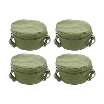 4PK G&S Camp Oven Bag Canvas Heavy Duty Protective Cooking Khaki Green 2qt