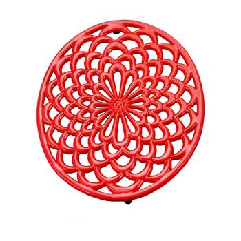G&S Cast Iron Enamelled Oval Trivet Durable Heat Protector Red 25x20cm