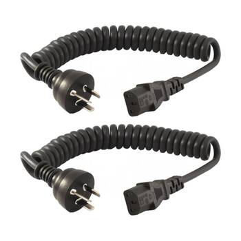 2PK Doss Black Curly Iec Power Lead 2M C13 Appliance Cord Australian