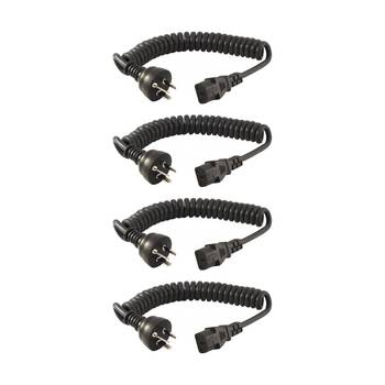 4PK Doss Black Curly Iec Power Lead 2M C13 Appliance Cord Australian