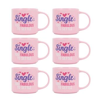 6PK Cheeky Mugs Single Ceramic Mug Microwave Dishwasher Safe Pink 390ml