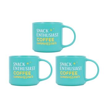 3PK Cheeky Mugs Snack Coffee Ceramic Mug Dishwasher Safe Green 390ml