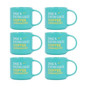 6PK Cheeky Mugs Snack Coffee Ceramic Mug Dishwasher Safe Green 390ml
