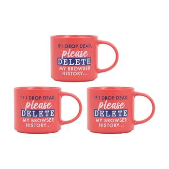 3PK Cheeky Mugs Delete Ceramic Mug Microwave Dishwasher Safe Red 390ml