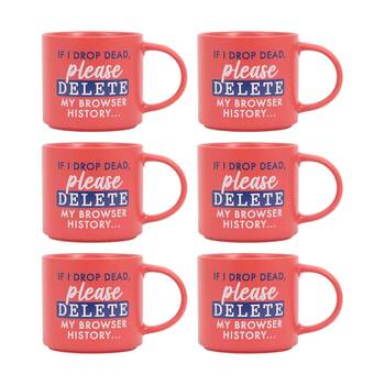 6PK Cheeky Mugs Delete Ceramic Mug Microwave Dishwasher Safe Red 390ml