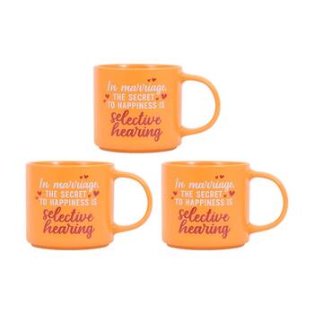 3PK Cheeky Mugs Marriage Ceramic Mug Microwave Safe Orange 390ml
