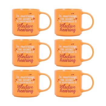 6PK Cheeky Mugs Marriage Ceramic Mug Microwave Safe Orange 390ml