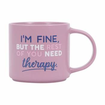 Cheeky Mugs Therapy Ceramic Mug Microwave Dishwasher Safe Purple 390ml