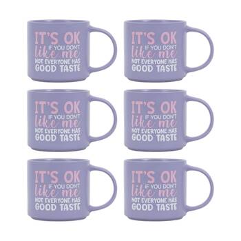6PK Cheeky Mugs Good Taste Ceramic Mug Dishwasher Safe Purple 390ml