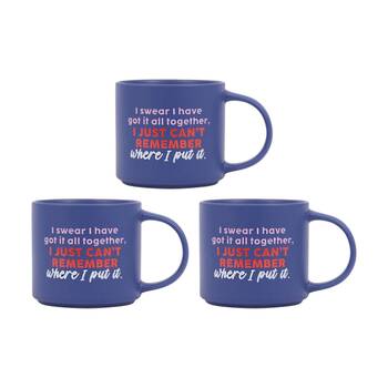 3PK Cheeky Mugs Remember Ceramic Mug Dishwasher Safe Dark Blue 390ml