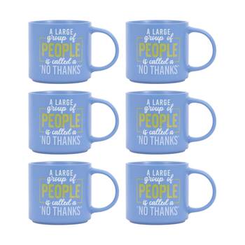 6PK Cheeky Mugs No Thanks Ceramic Mug Dishwasher Safe Blue 390ml