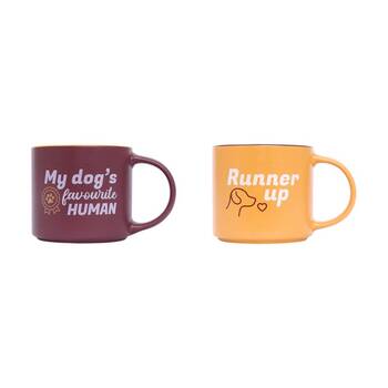 2pc Cheeky Favourite Human Mugs Ceramic Mug Set Red Orange 390ml