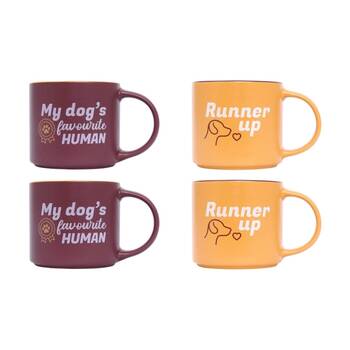 2x 2pc Cheeky Favourite Human Mugs Ceramic Mug Set Red Orange 390ml