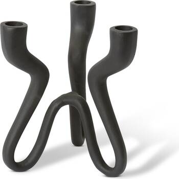 E Style Laquan Candle Holder Black Aluminium Modern Sculptural Decor 18x16x21cm