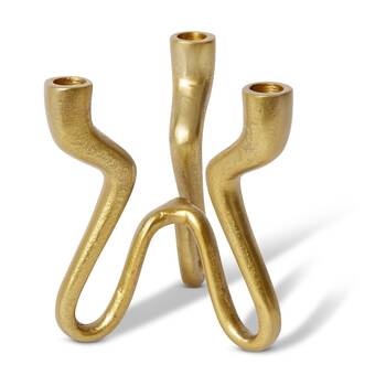 E Style Laquan Candle Holder Gold Aluminium Modern Sculptural Decor 18x16x21cm