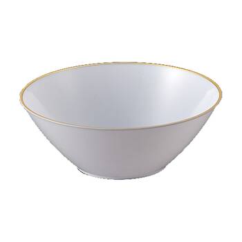 12x 2pc Partyware Heavy Duty Reusable Salad Bowl Set W/ Gold/Silver Rim 210mm