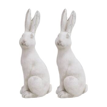 2PK LVD Hare Decorative Cement Animal Statue Indoor/Outdoor Decor 31x12.5x10cm