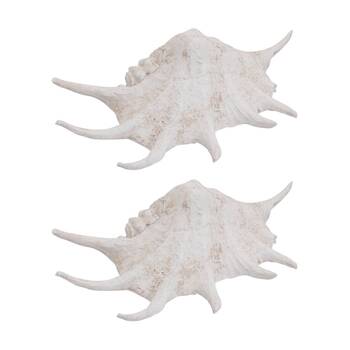 2PK LVD Large Spiny Sea Shell Resin Creature Statue Home Decor 30.5x17x8.5cm