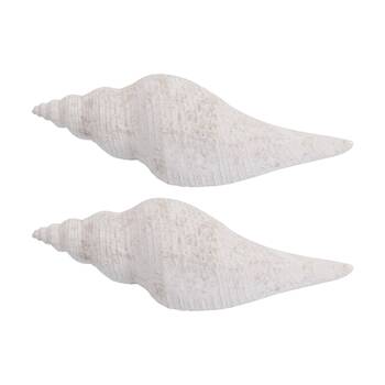 2PK LVD Conch Shell Washed Resin Sea Statue Indoor/Outdoor Decor 27.5x9x8cm