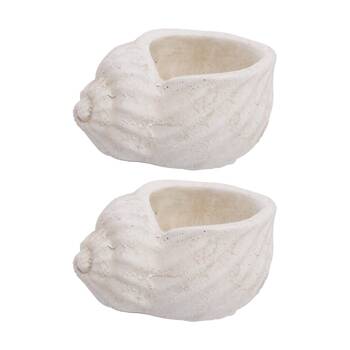2PK LVD Rustic Conch Shell Cement Planter Garden & Outdoor Decor 15x11x7.5cm