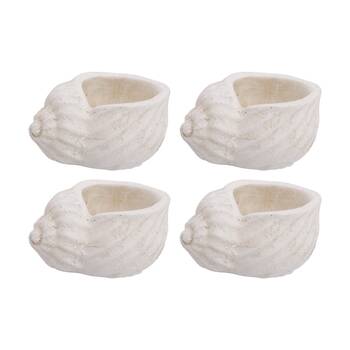 4PK LVD Rustic Conch Shell Cement Planter Garden & Outdoor Decor 15x11x7.5cm