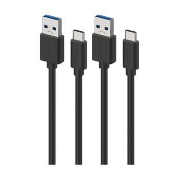 2PK Comsol USB-A To USB-C High-Speed Data Transfer 5Gbps Charge Cable Black 1.2m