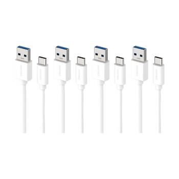 4PK Comsol USB-A To USB-C High-Speed Data Transfer 5Gbps Charge Cable White 1.2m
