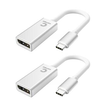 2PK Comsol USB-C to DisplayPort Monitor Computer Adaptor Cable Silver