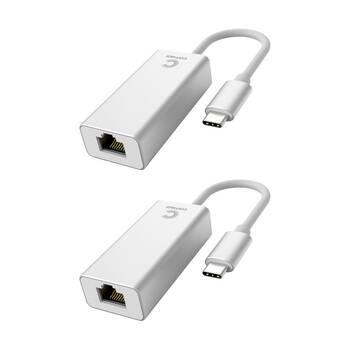 2PK Comsol USB-C to Gigabit Ethernet Monitor Computer Adaptor Silver