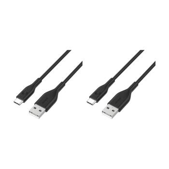 2PK Comsol USB-A To USB-C Data Transfer Charge Plastic Cable Black 1.2m