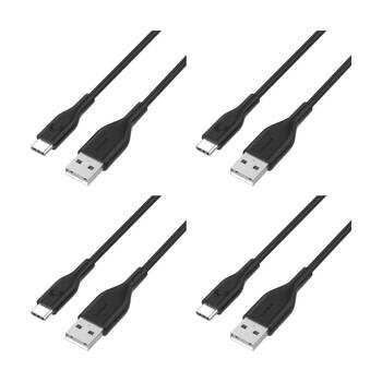 4PK Comsol USB-A To USB-C Data Transfer Charge Plastic Cable Black 1.2m