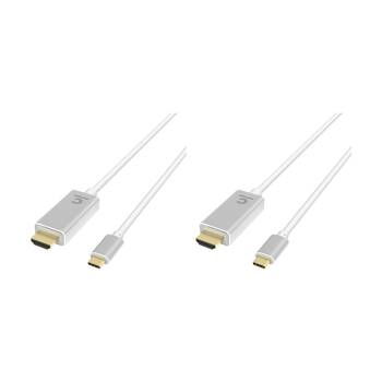 2PK Comsol USB-C Male-4K HDMI Male Monitor Computer Cable 3M Silver