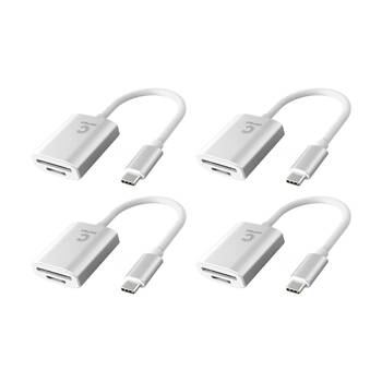 4PK Comsol USB-C to SD Card Reader Monitor Computer Adaptor Silver