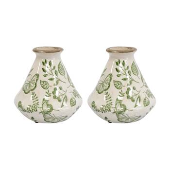 2PK LVD Handcrafted Rustic Enchanted Ceramic Bud Vase Home Decor 12x12x12cm