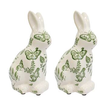 2PK LVD Rabbit Enchanted Animal Statue Indoor/Outdoor Decor 20.5x13x9.5cm