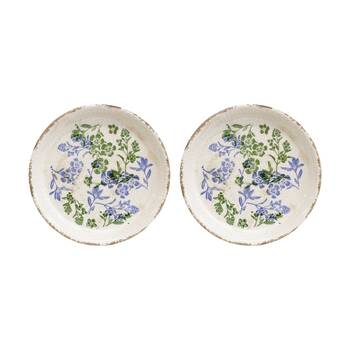 2PK LVD Botanical Blue Ceramic Kitchen Dinner Plate Home Decor 23.5x23.5x2.5cm
