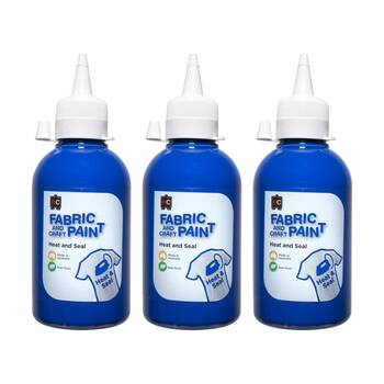 3PK Educational Colours Fabric & Craft Kids Art Paint Dark Blue 250ml 3y+
