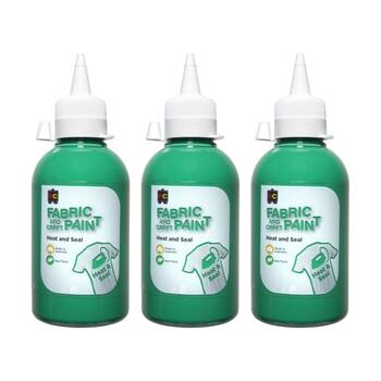 3PK Educational Colours Fabric & Craft Kids Art Paint Forest Green 250ml 3y+