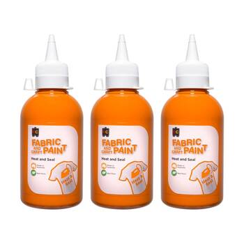 3PK Educational Colours Fabric & Craft Kids Art Paint Orange 250ml 3y+