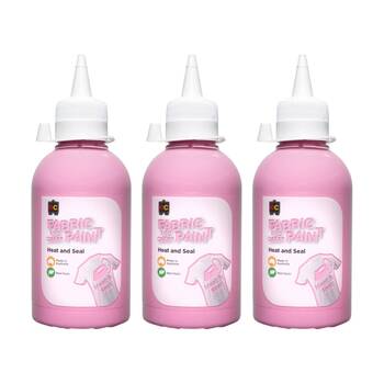 3PK Educational Colours Fabric & Craft Kids Art Paint Pink 250ml 3y+
