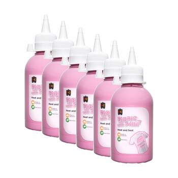6PK Educational Colours Fabric & Craft Kids Art Paint Pink 250ml 3y+
