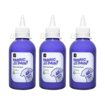 3PK Educational Colours Fabric & Craft Kids Art Paint Purple 250ml 3y+
