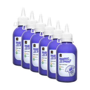 6PK Educational Colours Fabric & Craft Kids Art Paint Purple 250ml 3y+