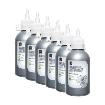 6PK Educational Colours Fabric & Craft Kids Art Paint Silver 250ml 3y+
